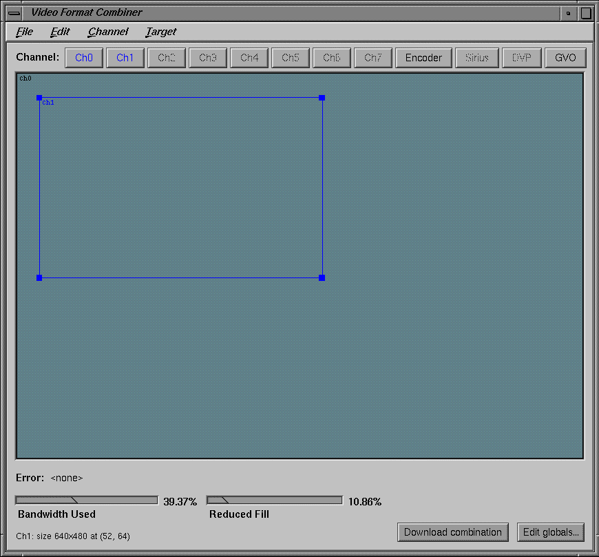 Figure D-2 Combiner Main Window With Channels Selected