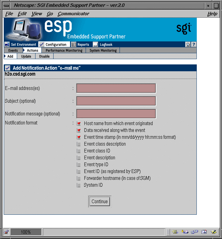 Figure 4-26 Add an Action Window (Using Notification Action and E-mail Options)