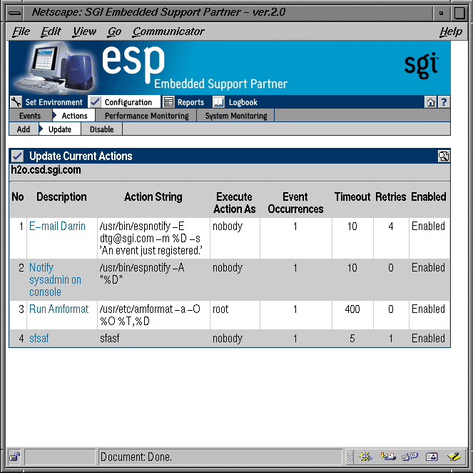 Figure 4-36 Update Current Actions Window