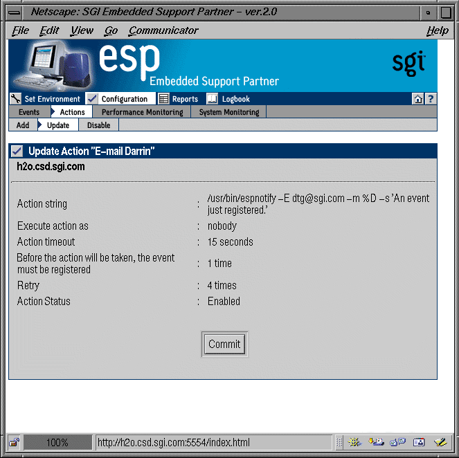 Figure 4-38 Verification Message for Updating an Action