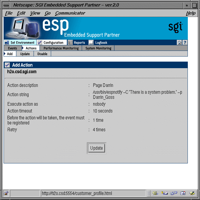 Figure 4-35 Confirmation Message for Adding an Action (Using Other Action Option)