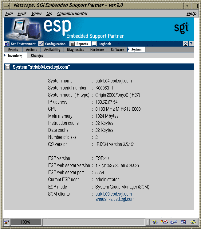 Figure 5-47 Example System Inventory Report (System Group Manager Mode)