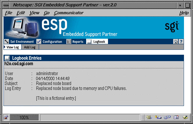 Figure 6-3 Logbook Entry Information