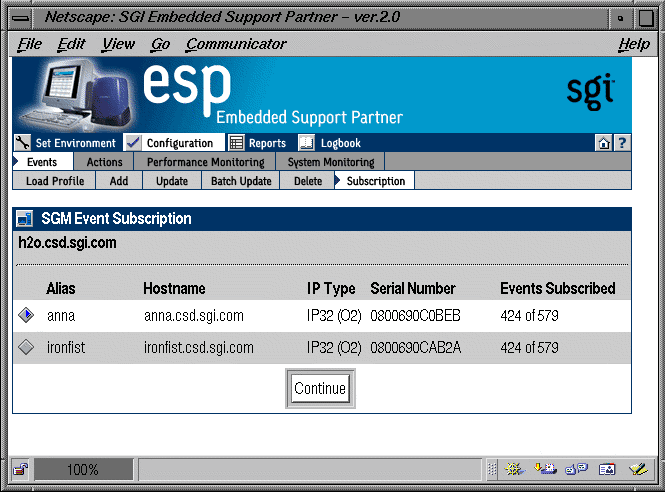 Figure 4-22 SGM Event Subscription Window