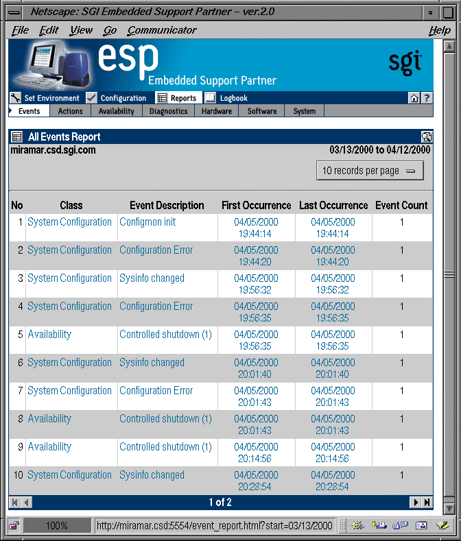 Figure 5-1 Example Report (Web-based Interface)