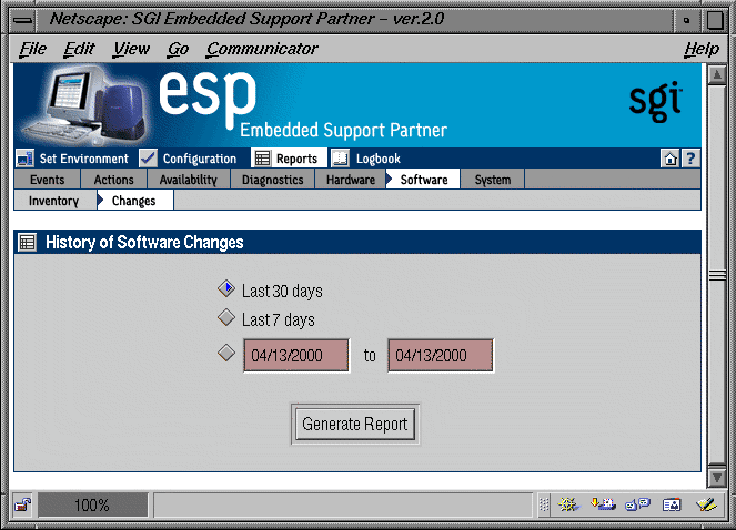 Figure 5-42 History of Software Changes Window (Single System Manager Mode)