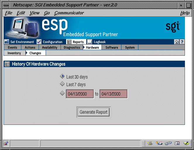 Figure 5-34 History of Hardware Changes Window (Single System Manager Mode)