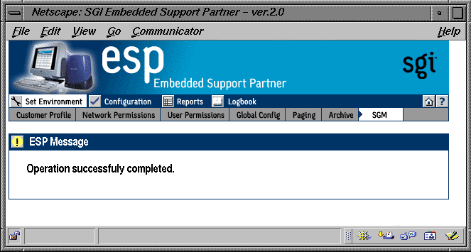 Figure 3-28 SGM Server-to-Client Connection Test Results