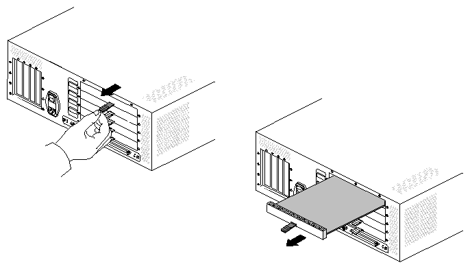 Figure 2-16 Removing an XIO Slot Blanking Card