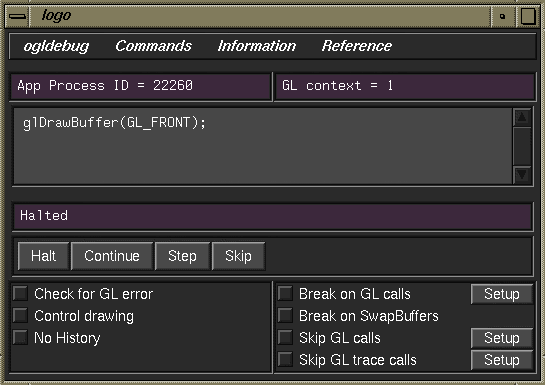 Figure 12-1 ogldebug Main Window 