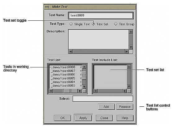 Make Test Dialog Box for Test Set Type