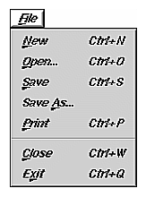 Figure 8-9 The Standard File Menu