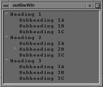 Figure A-3 Closing a Heading in a VkOutline Component