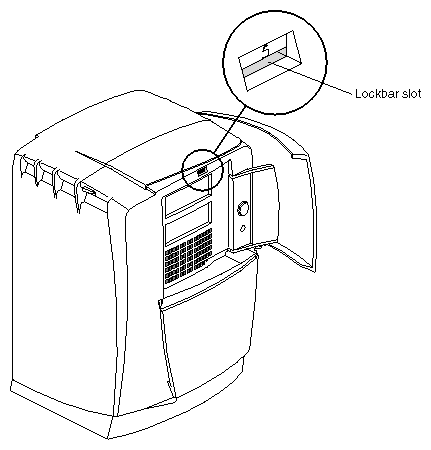 Figure 7-2 Locating the Lockbar on the Front of the Octane Workstation