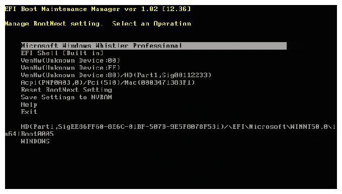 Manage BootNext Setting Screen