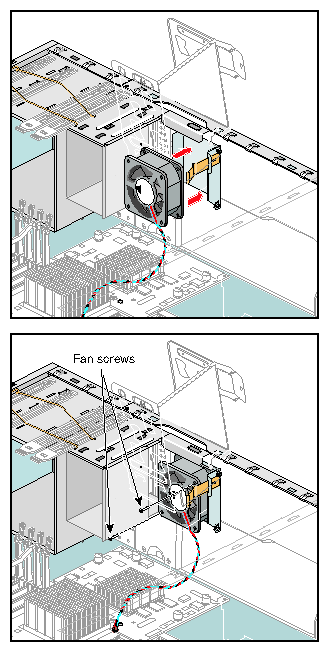 Installing the Replacement Disk Drive Fan