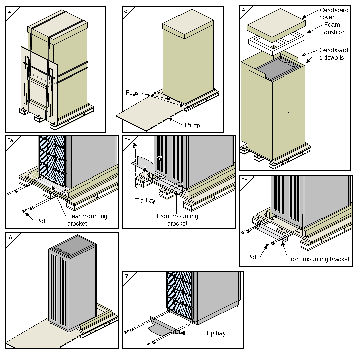 Removing a Tall Rack from the Shipping Crate